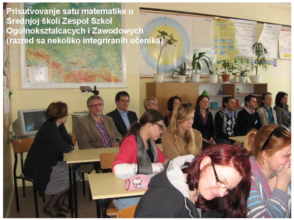 Prisutvovanje satu matematike u Srednjoj koli Zespol Szkol  Ogolnoksztalcacych i Zawodowych (razred sa nekoliko integriranih  uenika)